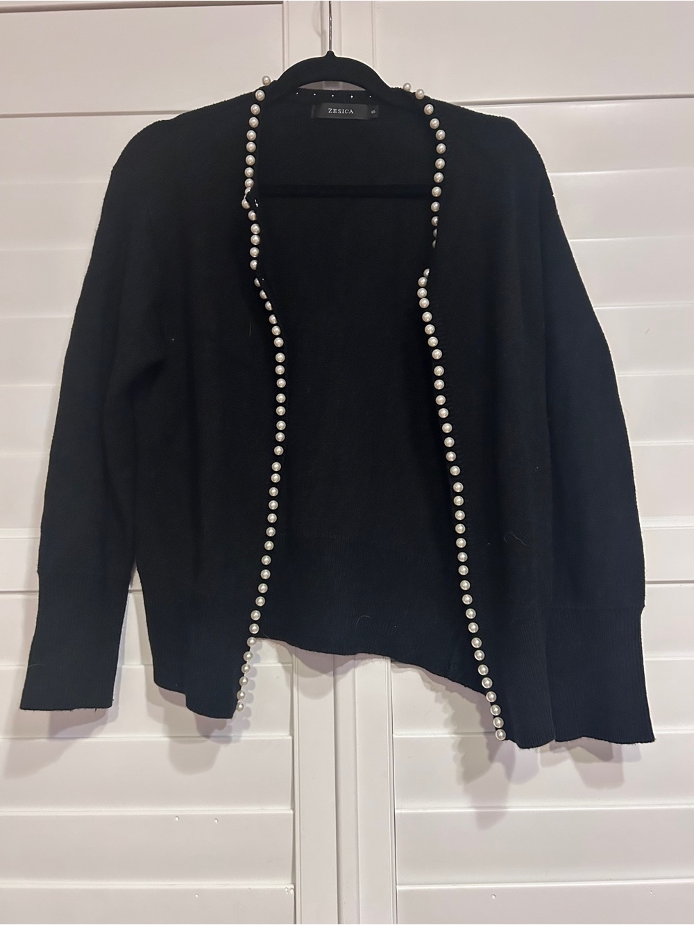 Zesica Pearl Embellished Cardigan Black Size Small